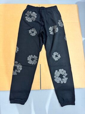 Black Floral Print Jogger Sweatpants